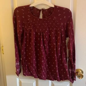 Maroon Long Sleeve Old Navy Blouse